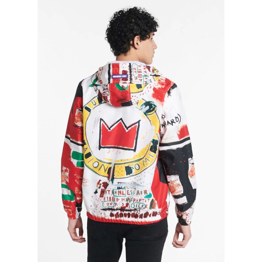 Jean Michel Basquiat Members Only Zip Windbreaker Hoodie Jacket Mens Large NEW